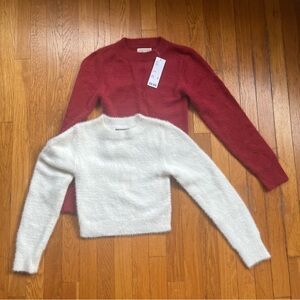 Urban outfitters fuzzy red and white sweaters size S